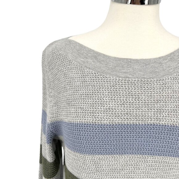 Market & Spruce Striped Boatneck Sweater Gray Lavender Olive Green Size 3X NWT - Picture 3 of 11